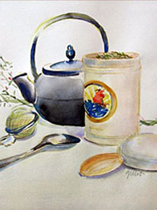 Tea Paintings: Spring Teapot by Carol Gillot Spring Teapot