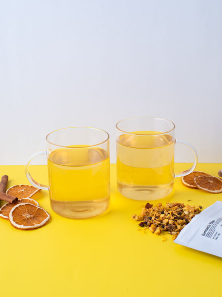 Bright and sunny, our turmeric tea has the fruity, sweet taste of juicy mangos and the zest of Florida oranges. The fruitiness balances the earthiness of the turmeric, which is widely popular for its health benefits, while ginger and peppercorn enliven your senses. Savor the taste as you heal your body.