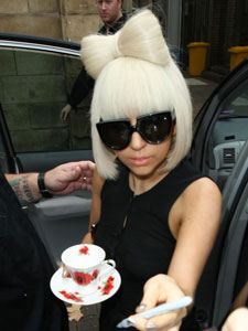 CelebriTEA Tastes Lady Gaga toting fancy teaware
