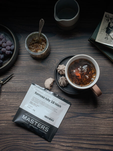 Taiwan Ruby 18 Black Tea: Rich and Complex Ruby #18 is a unique cultivar from Taiwan, and a relatively new invention, only surfacing in the late twentieth century after over fifty years of research. A cross between a wild Formosa tea plant and an Assam from Burma, it was developed specifically with the intent to make phenomenal black tea.